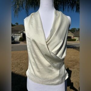 NWT🌷Aritzia’s The Martini Satin Halter Blouse in “Light Birch”